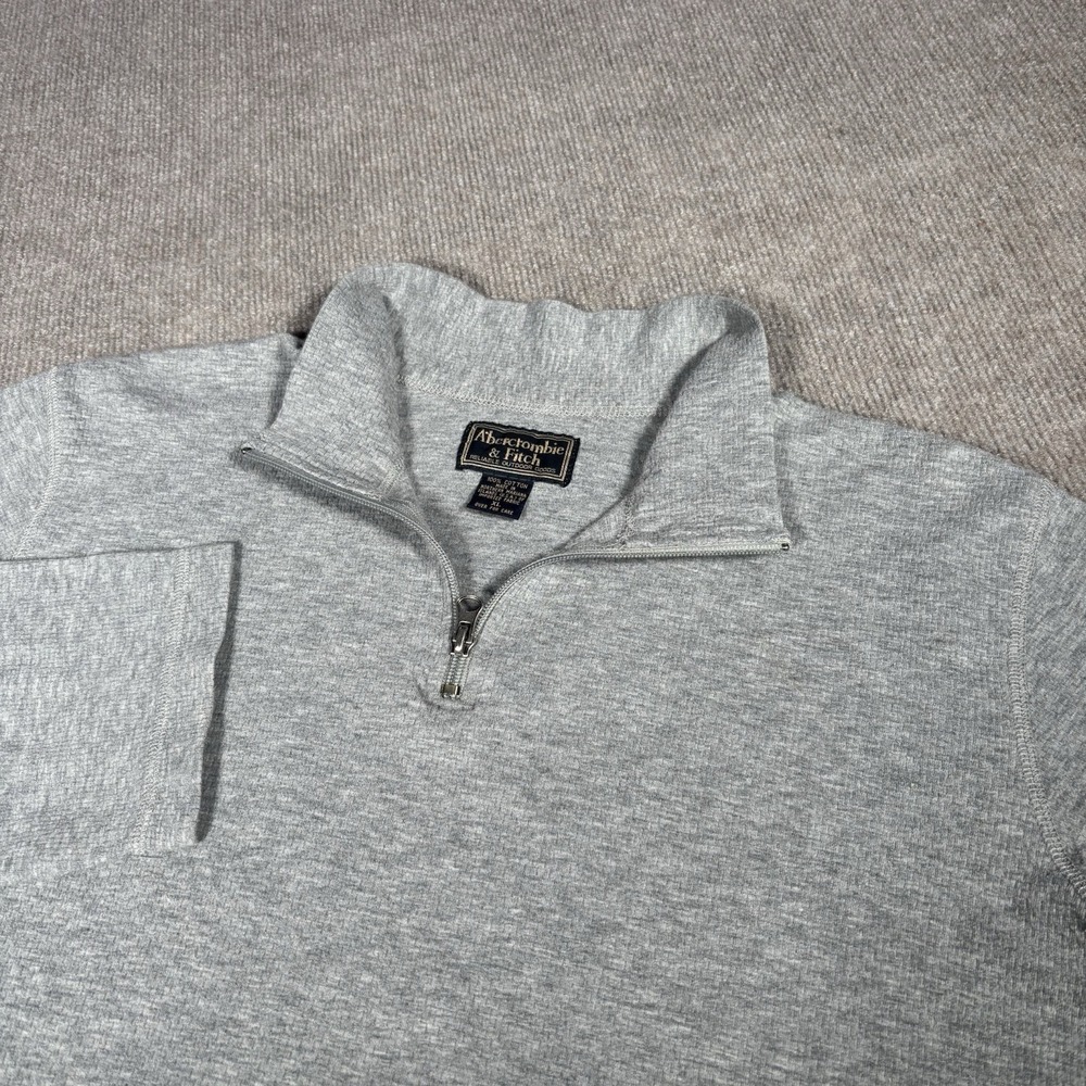 Vintage Abercrombie & Fitch 1/4 Zip Pullover Mens XL Gray Thermal Base Layer 90s